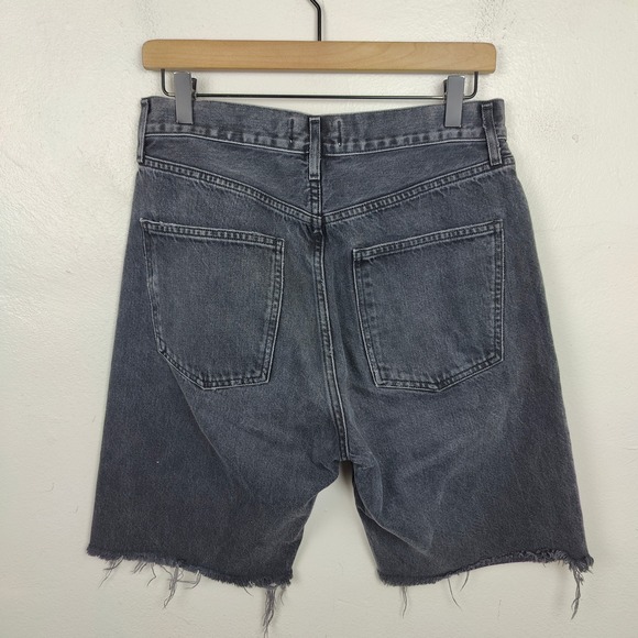 Agolde 90s Short Womens 27 Faded Black Mid Rise Loose Fit Cut Offs Raw Hem - Picture 8 of 12